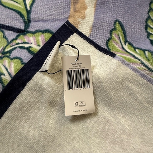 NWT Vera Bradley Hanging Around Purple Beach Towel Sloth Towel - Picture 4 of 6